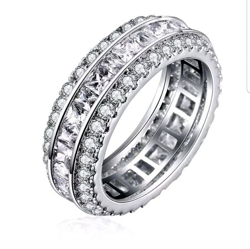 Sterling Silver Ring over 14 k white gold
